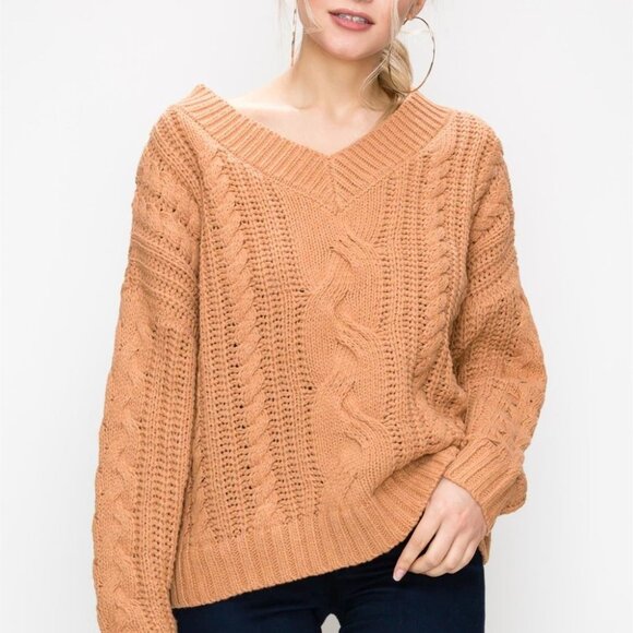 3 COLORS OPTIONS CABLE KNIT SWEATER - Picture 3 of 9